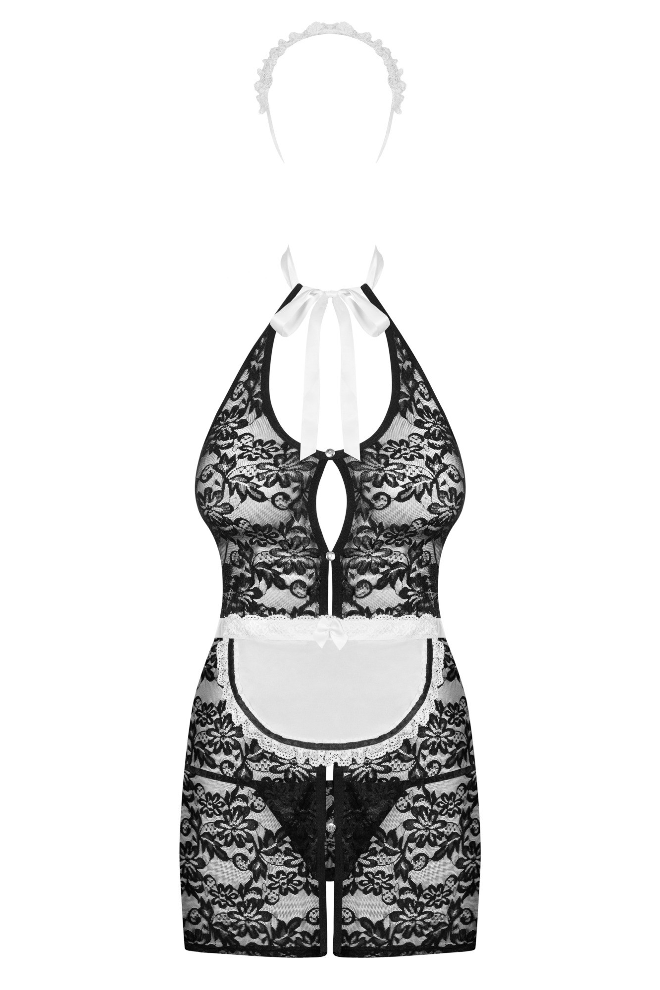 Costumatie Sexy Servegirl Negru/Alb S/M, #3, Erotic24.ro