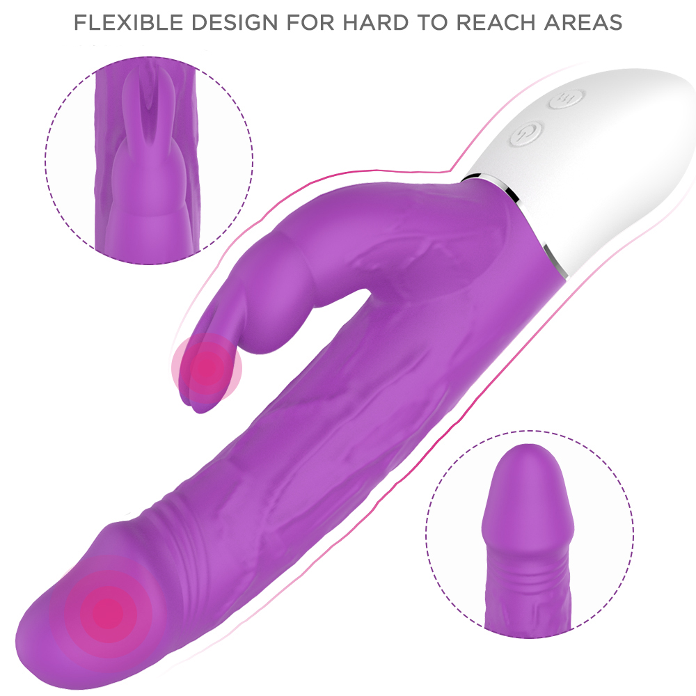 Vibrator Rabbit Radi Flexibil Silicon USB 21.3 cm Mov Guilty Toys, Nr. 5, Erotic24.ro