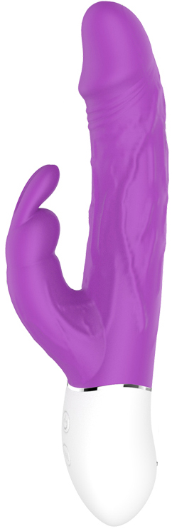 Vibrator Rabbit Radi Flexibil Silicon USB 21.3 cm Mov Guilty Toys, Nr. 1, Erotic24.ro