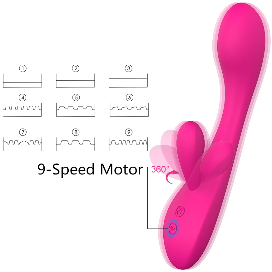 Vibrator Rabbit Boom Silicon USB 21.2 cm Roz Guilty Toys, #7, Erotic24.ro