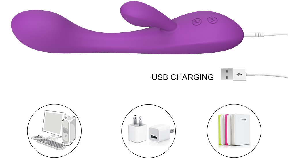 Vibrator Rabbit Boom Silicon USB 21.2 cm Mov Guilty Toys, #5, Erotic24.ro