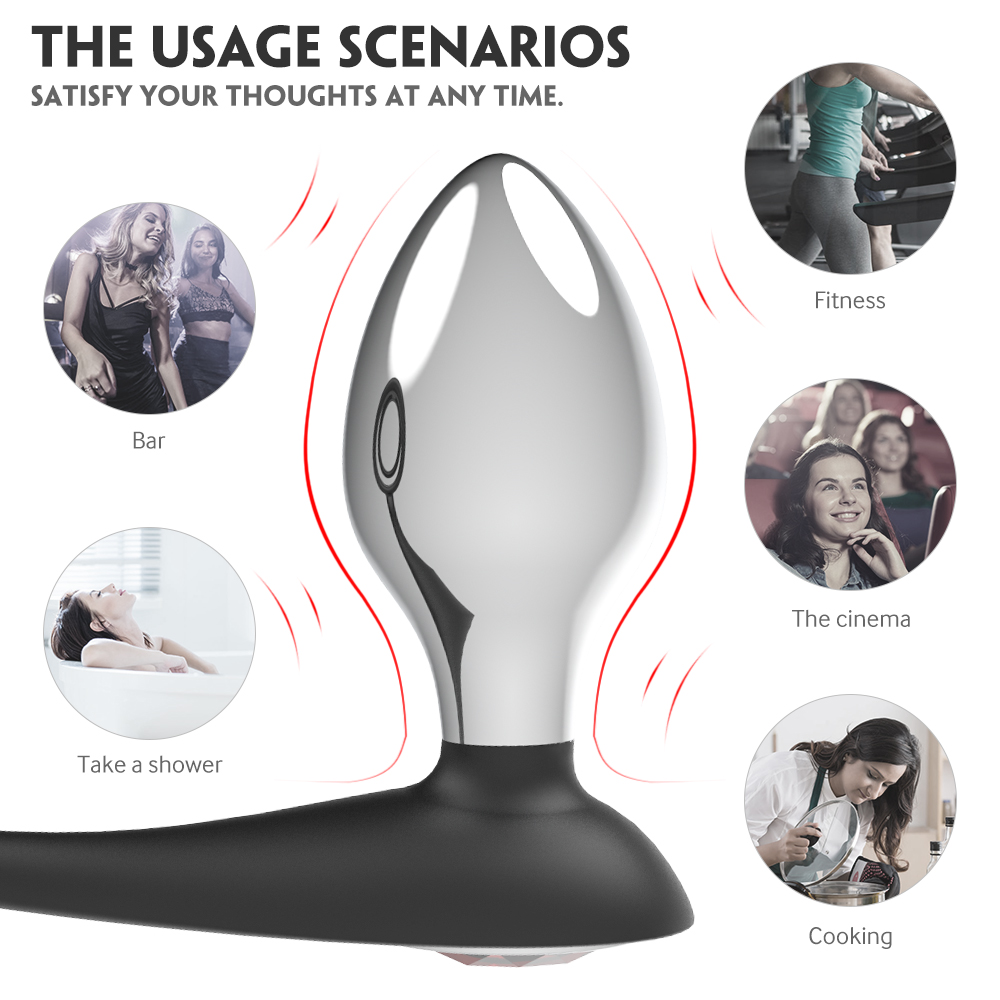 Inel Dublu de Penis Silicon cu 3 Dopuri Anale Metalice cu Bijuterie Passion Labs, #7, Erotic24.ro