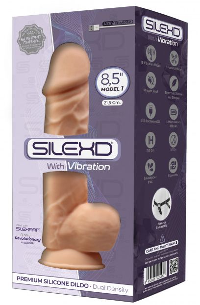 Vibrator Realist Silicon cu Memorie Dubla Densitate Natural 21.5 cm