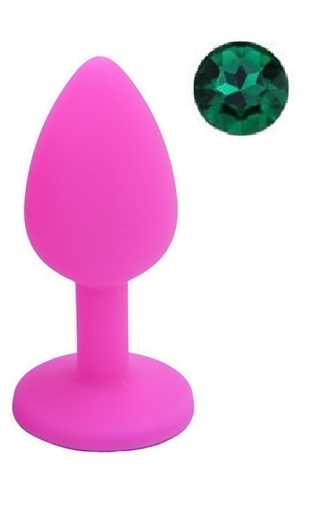 Dop Anal Silicone Buttplug Medium Roz/Verde Guilty Toys, #1, Erotic24.ro