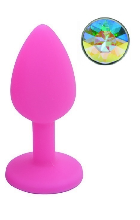 Dop Anal Silicone Buttplug Medium Roz/Iridescent Guilty Toys, #1, Erotic24.ro