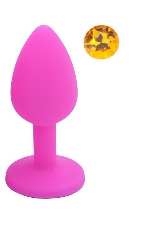 Dop Anal Silicone Buttplug Medium Roz/Galben Guilty Toys, #1, Erotic24.ro