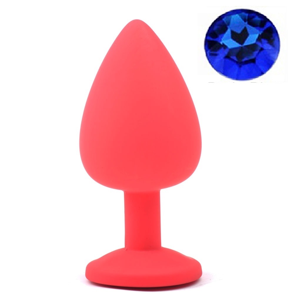 Dop Anal Silicone Buttplug, Large, Silicon, Rosu/Albastru Inchis, Guilty Toys