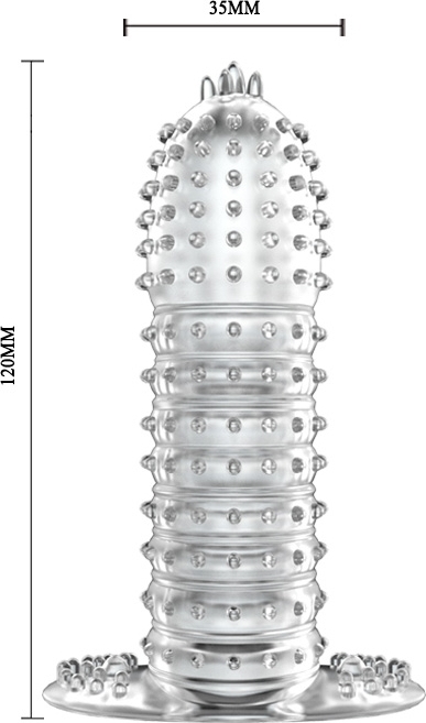 Prelungitor Penis cu Striatii Transparent 14 cm, #3, Erotic24.ro