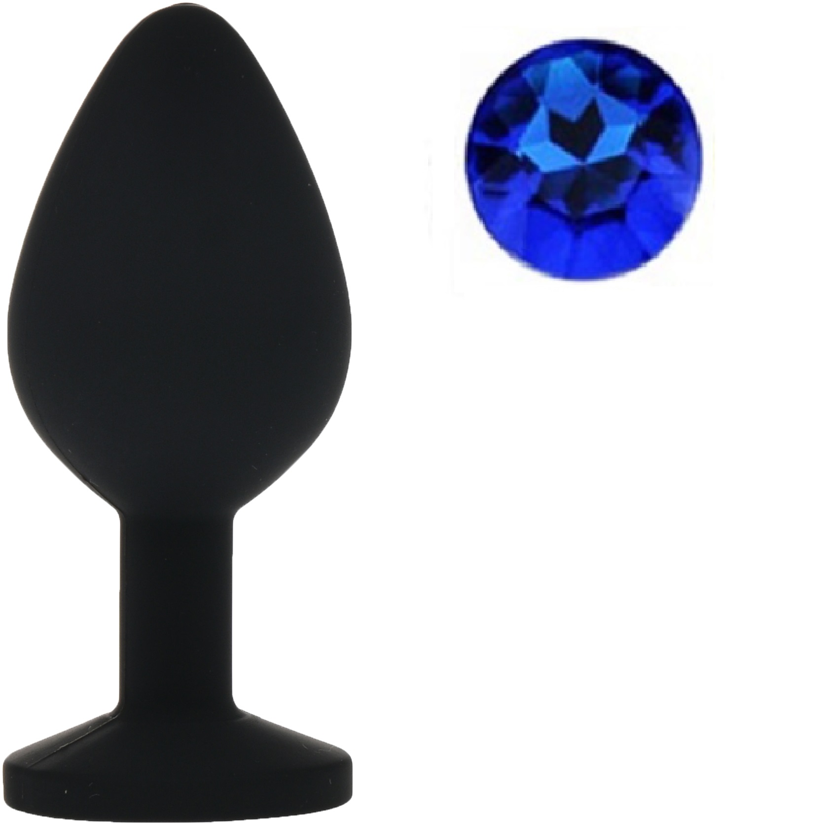 Dop Anal Silicone Buttplug, Small, Negru/Albastru Inchis, Guilty Toys