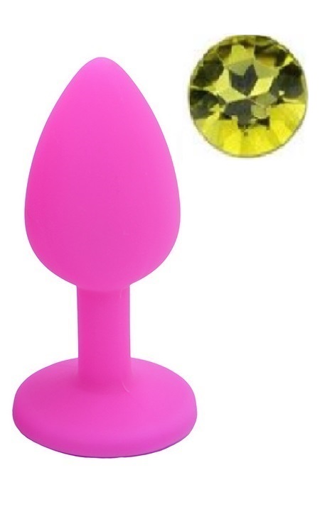 Dop Anal Silicone Buttplug Small Silicon Roz/Galben Inchis Guilty Toys, #1, Erotic24.ro
