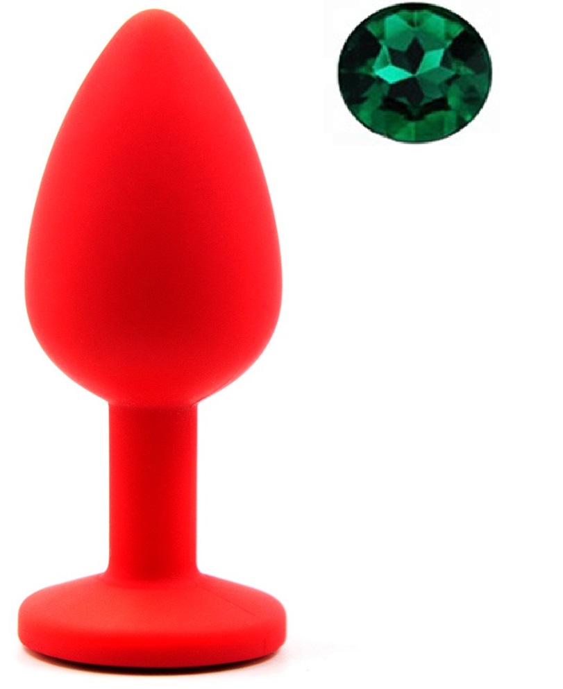 Dop Anal Silicone Buttplug, Small, Rosu/Verde, Guilty Toys