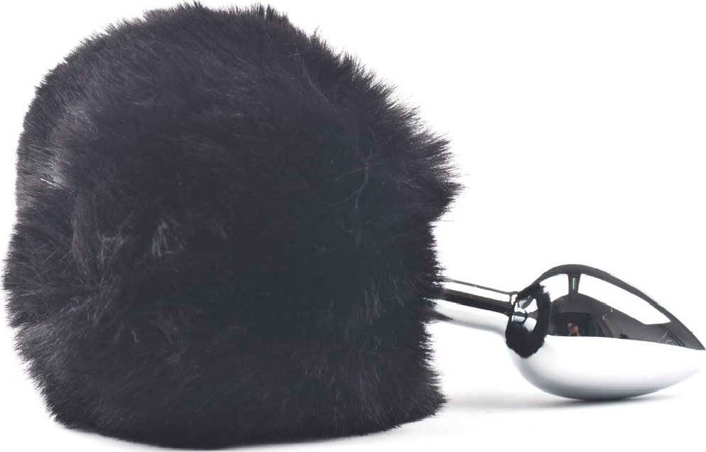 Dop Anal Bunny Buttplug, Small, Argintiu/Negru, Passion Labs, Mystery, Nr. 3, Erotic24.ro