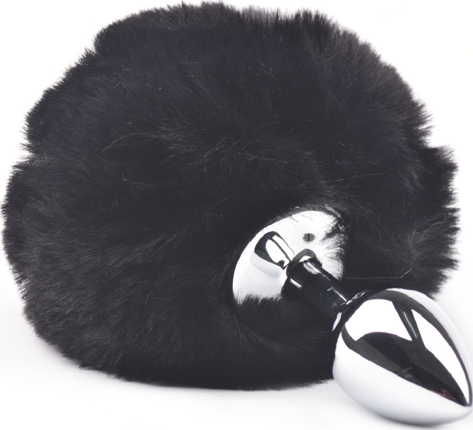 Dop Anal Bunny Buttplug, Small, Argintiu/Negru, Passion Labs, Mystery, Nr. 4, Erotic24.ro