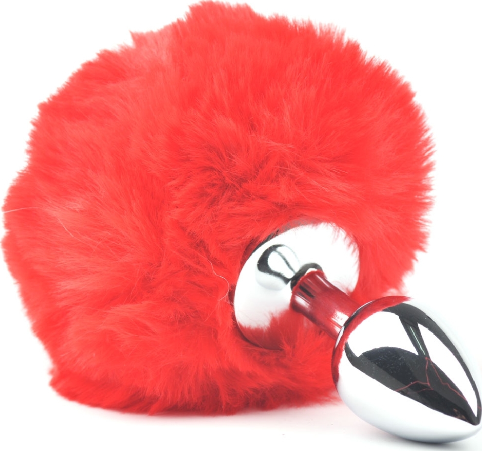 Dop Anal Bunny Buttplug, Small, Argintiu/Rosu, Passion Labs, Mystery, #2, Erotic24.ro