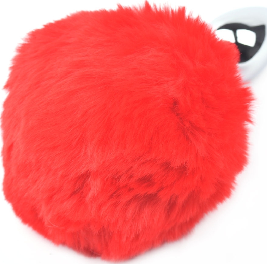 Dop Anal Bunny Buttplug, Small, Argintiu/Rosu, Passion Labs, Mystery, #3, Erotic24.ro