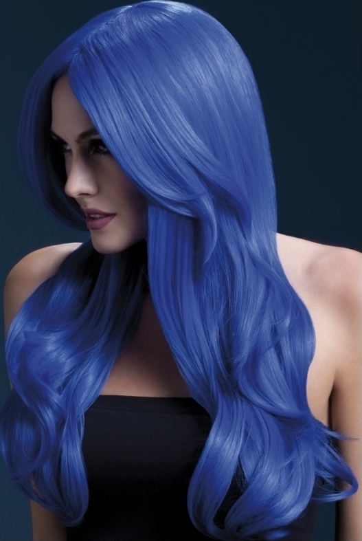 Peruca Profesionala Khloe Albastru Neon, #2, Erotic24.ro