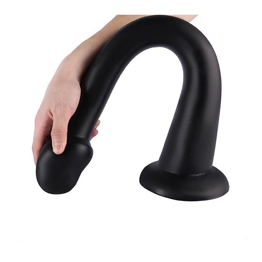Dildo Snakey Medium Diametru 5.5 cm Silicon Lichid Super Soft Negru 40 cm, Nr. 3, Erotic24.ro