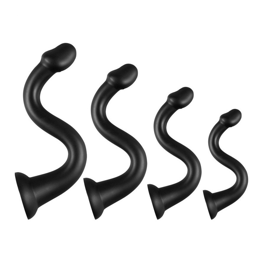 Dildo Snakey Medium Diametru 5.5 cm Silicon Lichid Super Soft Negru 40 cm, Nr. 2, Erotic24.ro