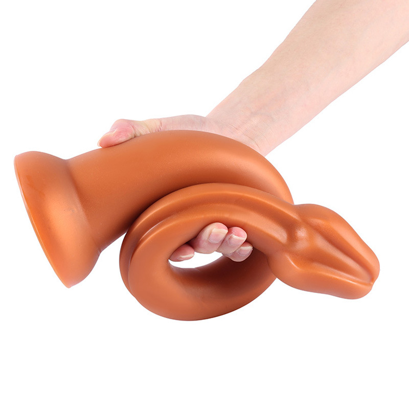 Dildo Snakey Small Silicon Lichid Super Soft Auriu 40 cm, #6, Erotic24.ro