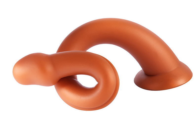 Dildo Snakey Medium Diametru 5.5 cm Silicon Lichid Super Soft Auriu 40 cm, #9, Erotic24.ro
