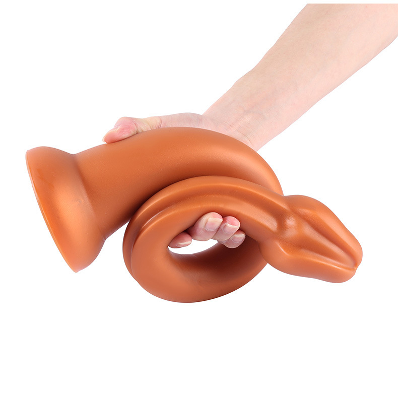 Dildo Snakey Small Silicon Lichid Super Soft Auriu 40 cm, #8, Erotic24.ro