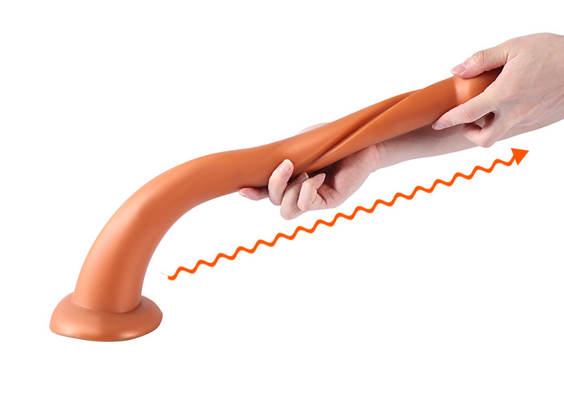 Dildo Snakey Medium Diametru 5.5 cm Silicon Lichid Super Soft Auriu 40 cm, #6, Erotic24.ro