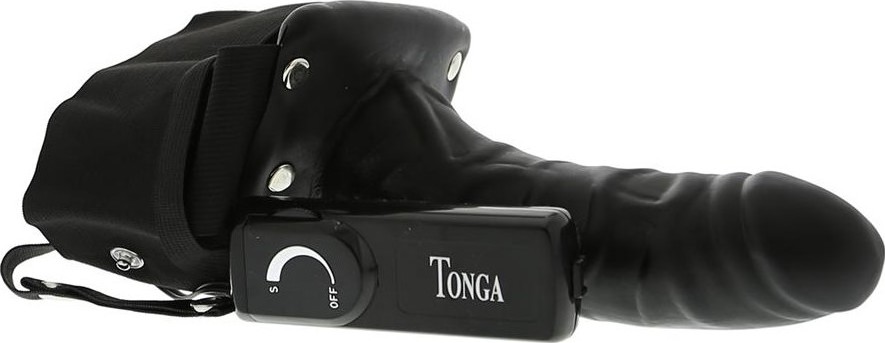 Strap-On Robotic cu Vibratii Multispeed, PVC, Negru, 15 cm, #2, Erotic24.ro
