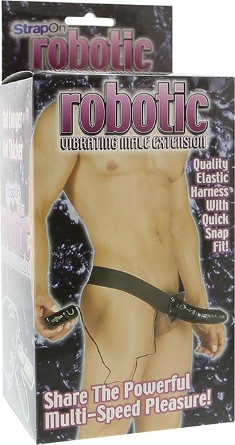 Strap-On Robotic cu Vibratii Multispeed, PVC, Negru, 15 cm, #3, Erotic24.ro