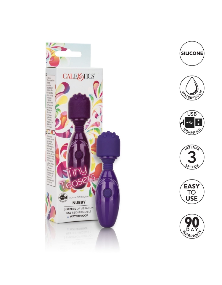 Vibrator Mini Wand Tiny Teaser Nubby 3 Moduri Vibratii USB Mov 12 cm, Nr. 10, Erotic24.ro