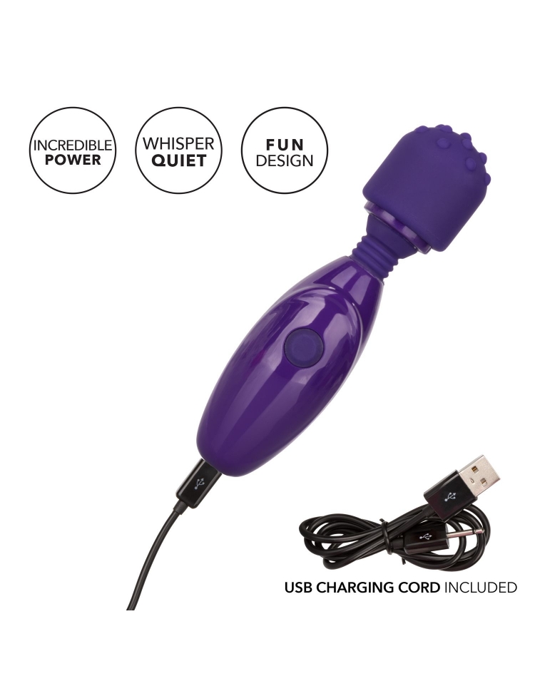 Vibrator Mini Wand Tiny Teaser Nubby 3 Moduri Vibratii USB Mov 12 cm, Nr. 9, Erotic24.ro