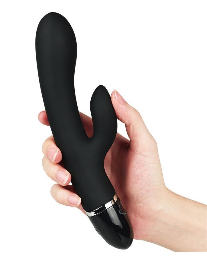 Vibrator Rabbit O-Sensual Clit Duo Climax 7 Moduri Vibratii Silicon USB Negru 22 cm, Nr. 2, Erotic24.ro
