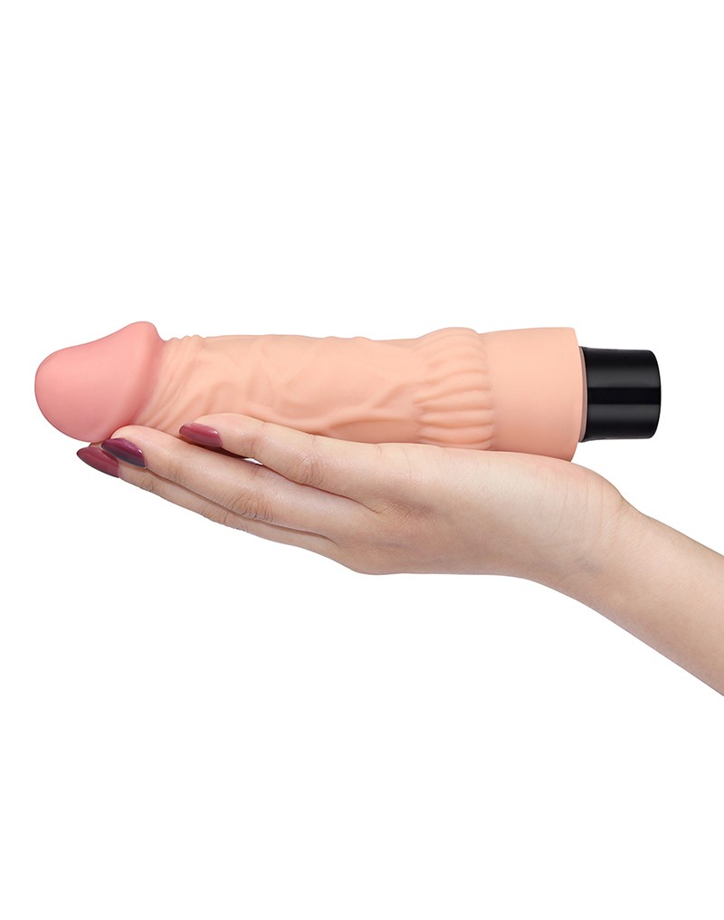 Vibrator Realist Real Softee, 10 Moduri Vibratii, TPE, Natural, 20 cm, Nr. 2, Erotic24.ro