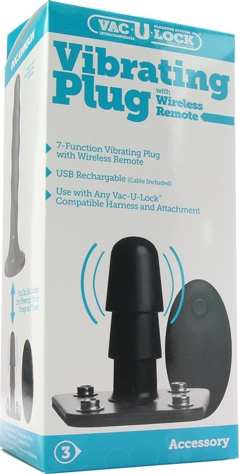 Plug Vibrator cu Telecomanda Wireless, 7 Moduri Vibratii, ABS, Negru, 7.6 cm, #6, Erotic24.ro
