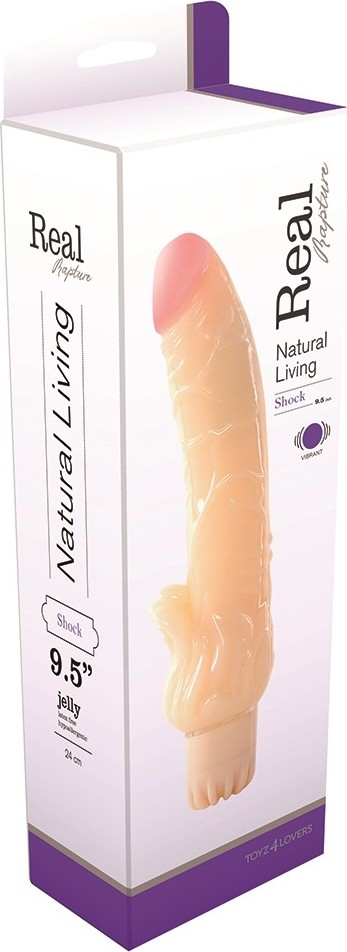Vibrator cu Limbute pentru Clitoris Real Shock, Multispeed, PVC, Natural, 23 cm, #2, Erotic24.ro