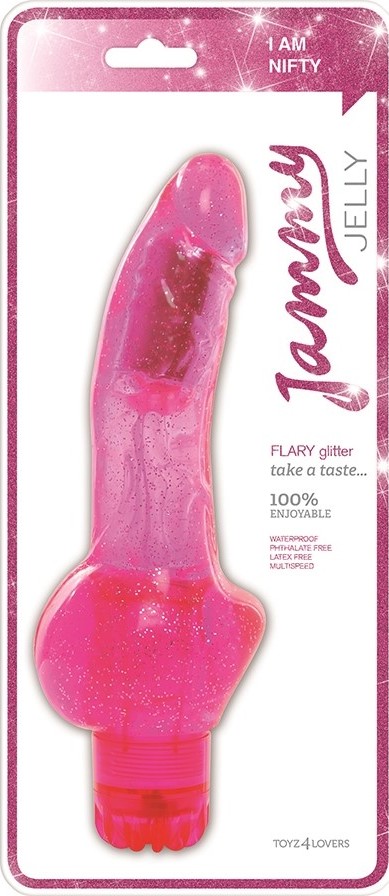 Vibrator Flary Glitter, Multispeed, PVC, Roz, 22 cm, #2, Erotic24.ro