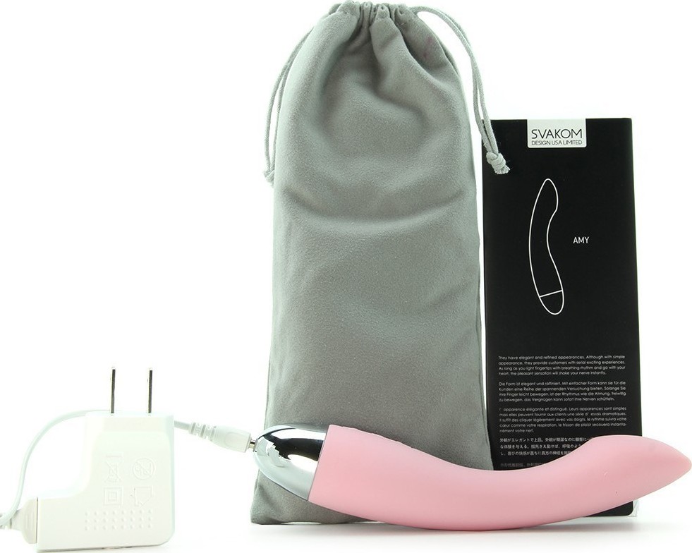 Vibrator SVAKOM Amy, 6 Moduri Vibratii, Silicon, Roz Pal, 17 cm, #3, Erotic24.ro