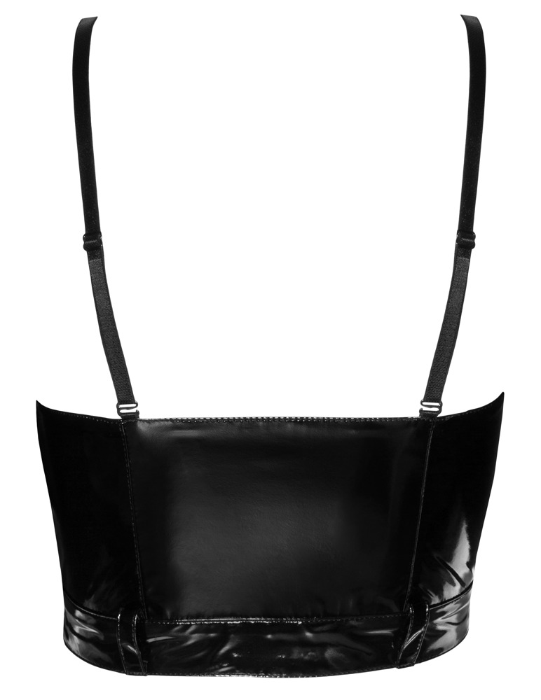 Top Scurt din Vinil cu Catarama si Fermoar, Negru, M, #5, Erotic24.ro