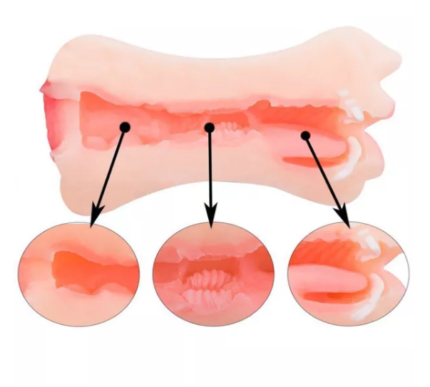 Masturbator Dublu Pussy&Mouth with Teeth and Tongue Guilty Toys, #2, Erotic24.ro