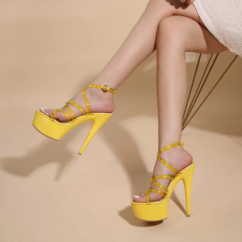 Sandale Sexy Galbene Size 37 cu Bretele Subtiri, #6, Erotic24.ro