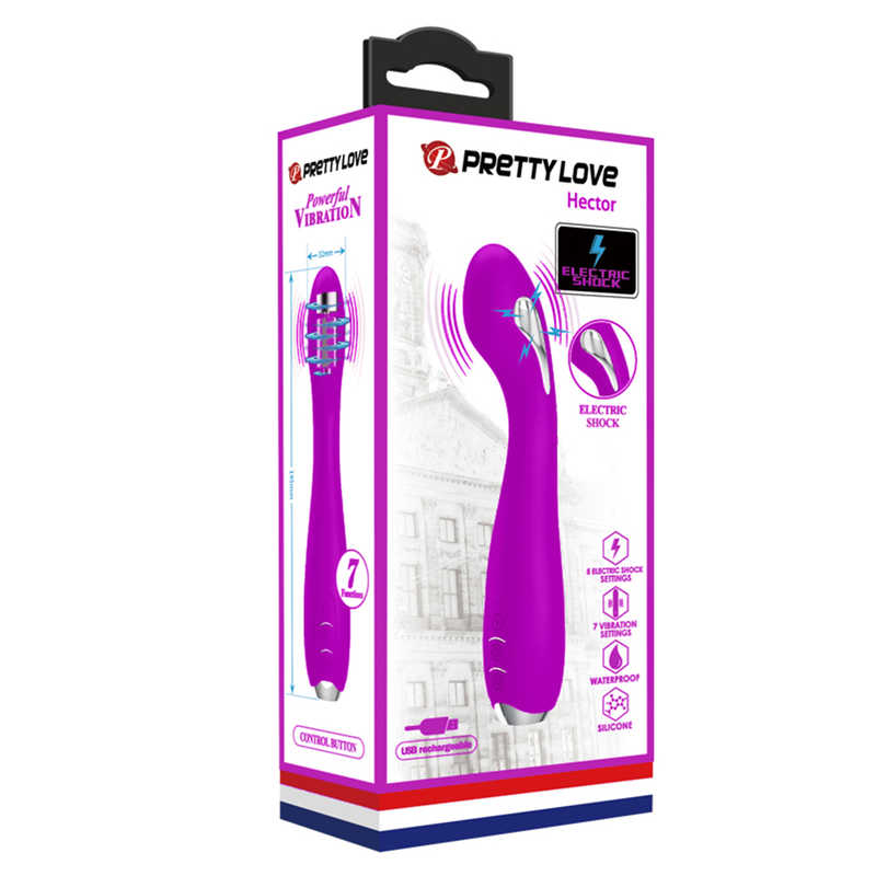 Vibrator Hector Electric Shock Mov USB 19.5 cm , #5, Erotic24.ro